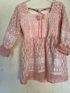 Peach Embroidered Top
