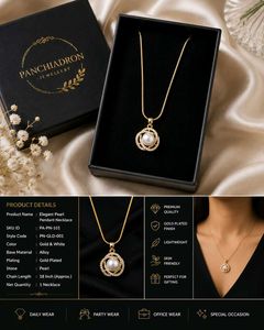 Elegant Pearl &amp; Crystal Pendant Necklace