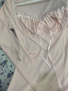 Pink Mini Dress with Lace Trim