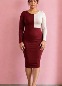 Chic Two-Tone Long Sleeve Bodycon Dress
