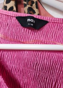 Bright Pink Textured Ruched Top