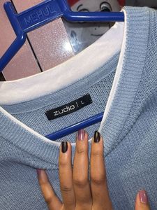 Blue Long Sleeve Pullover Sweater (Oversized)