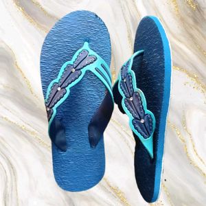 Blue Flip Flops with Embellishment