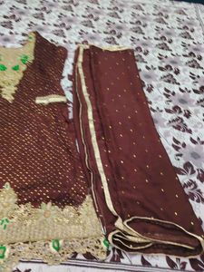 Maroon Kurta Set with Gold Embellishments