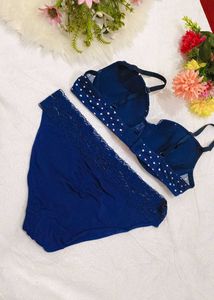 Blue Polka Dot Bra &amp; Brief Set