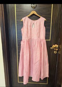Chic Pink Gingham Fit &amp; Flare Dress