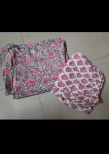 Pink Floral Print Kurta Set