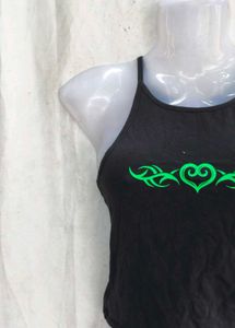 Edgy Black &amp; Green Tribal Heart Cami
