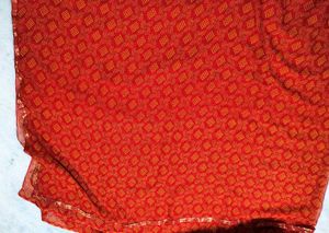 Red Saree with Golden Print