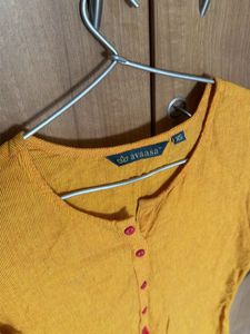 Yellow Embroidered cotton Kurta