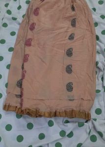 Peach Paisley Print Ethnic Skirt