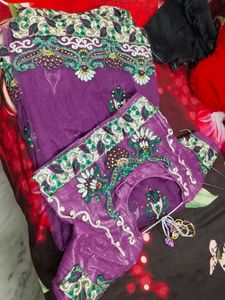 Beautiful Purple Embroidered Saree