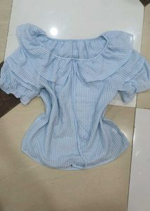 Cute Striped Ruffle Blouse