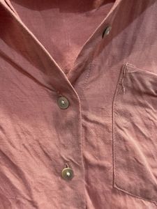 h&amp;m  Pink Cropped Button-Up Shirt
