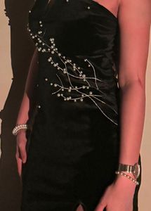 Elegant Beaded Black Velvet Dress