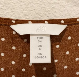 Brown Polka Dot V-Neck Top