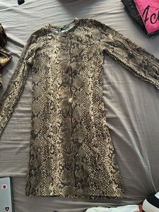 Snake Print Long Sleeve Mini Dress