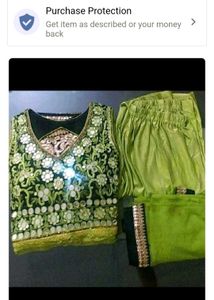 Embroidered Kurta Set with Mirror Work