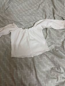 White Off-Shoulder Button Top