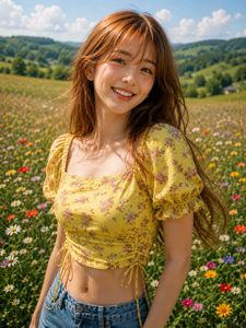 Yellow Drawstring Bow Floral Crop Top summer wear