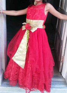 Red Flower Girl gown
