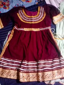 Maroon &amp; Gold Embellished Dress