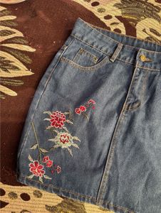 Embroidered Denim Mini Skirt