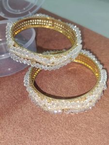 Elegant Crystal & Gold Bangles