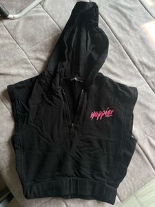 Black Cropped Hoodie - Happier Than Ever