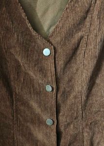 Brown Corduroy Button-Up Mini Dress