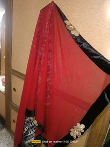 Red , Black Nd White Beautiful Saree 😍😍🔥🔥