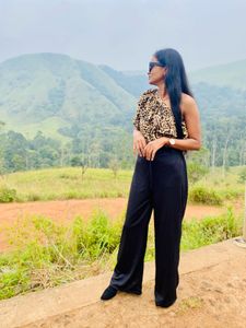 Animal Print Jupsuit Off Shouler