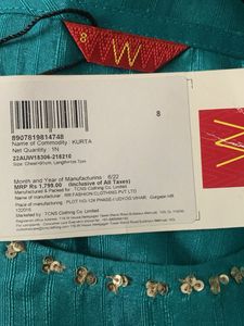 Teal Embellished Kurta