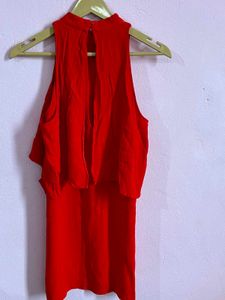 Zara Red Halter Dress Size-S
