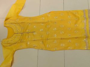 Yellow Kurta with Embellishments