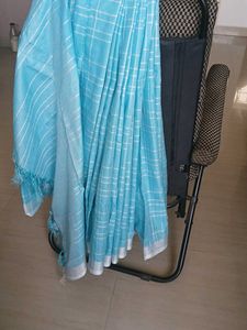 Elegant Blue Cotton Saree with blouse