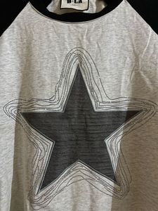 Grey Star Print Raglan T-Shirt