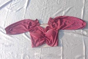 Sparkly Off-Shoulder Ruched Top