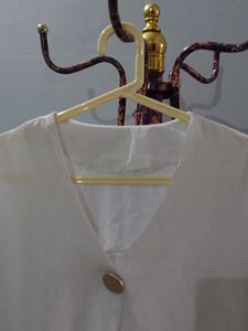 Classic White Button Neck Tunic Top