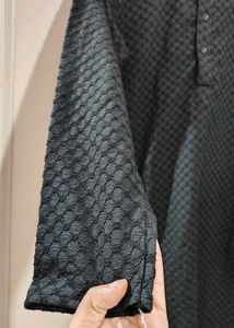 Black Patterned Kurta