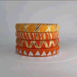 Set of 4 Orange & Yellow Thread Bangles🧡