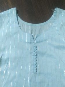 Blue Kurta with Silver Stripes