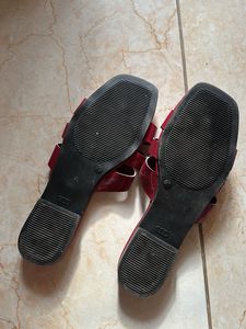 Red Patent Slide Sandals