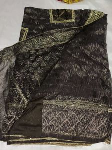Elegant Embroidered Brown Saree