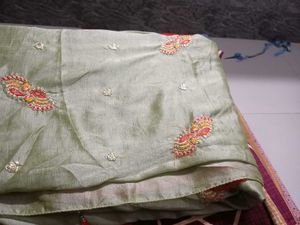 sea green saree with blouse