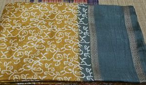 New Elegant Yellow & Grey Border Saree