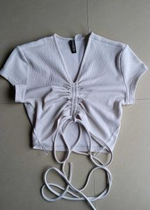 🤍 H&M White Ribbed Crop Top 🤍