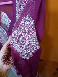 Elegant chikankari mirror Purple Kurta