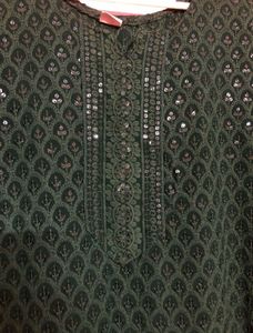 Embellished Green Kurta