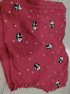 Cute Panda Print Pink T-Shirt